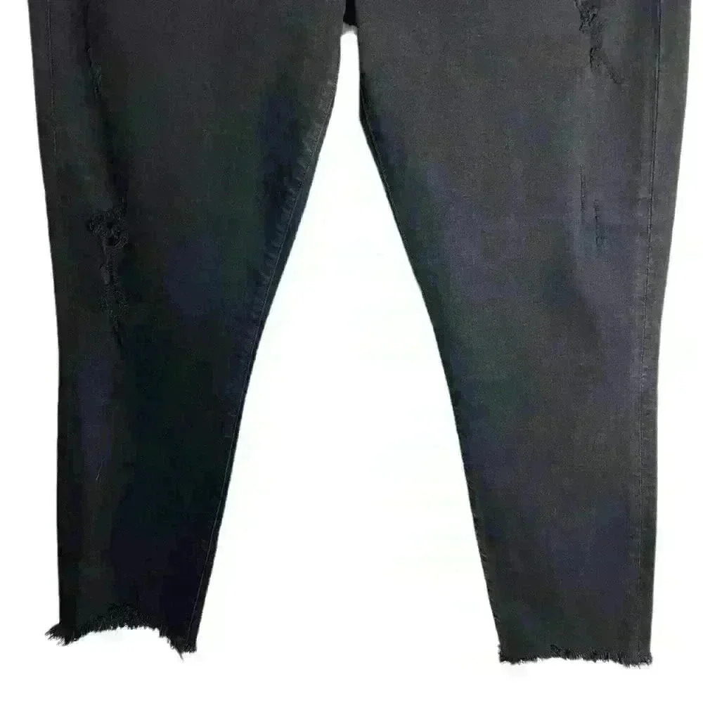 AGOLDE Sophie High Rise Skinny Crop Jeans Black Harlow Destructed Size 32 - Picture 4 of 10